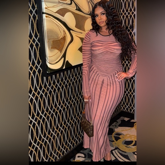 Nude Mesh Silhouette Maxi Dress - Picture 1 of 6
